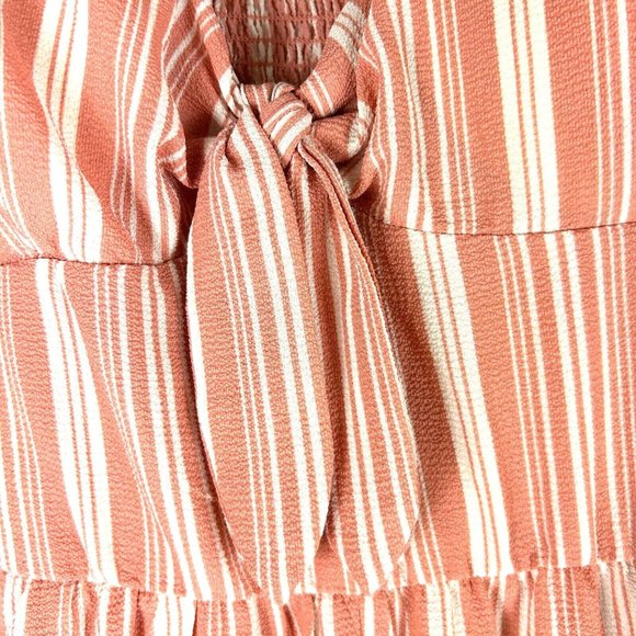 As U Wish Spaghetti Straps, Built in Bra Peach Pink Crepe Stripe Jumpsuit Sz XL - Picture 6 of 13
